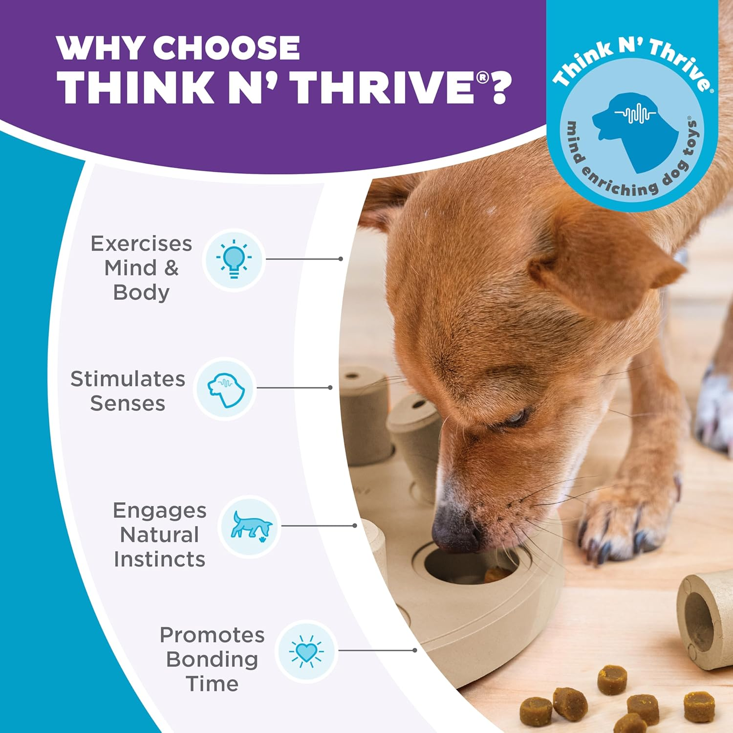 Nina Ottosson by Outward Hound Dog Smart Tan Composite Interactive Treat Puzzle Dog Toy image number 6