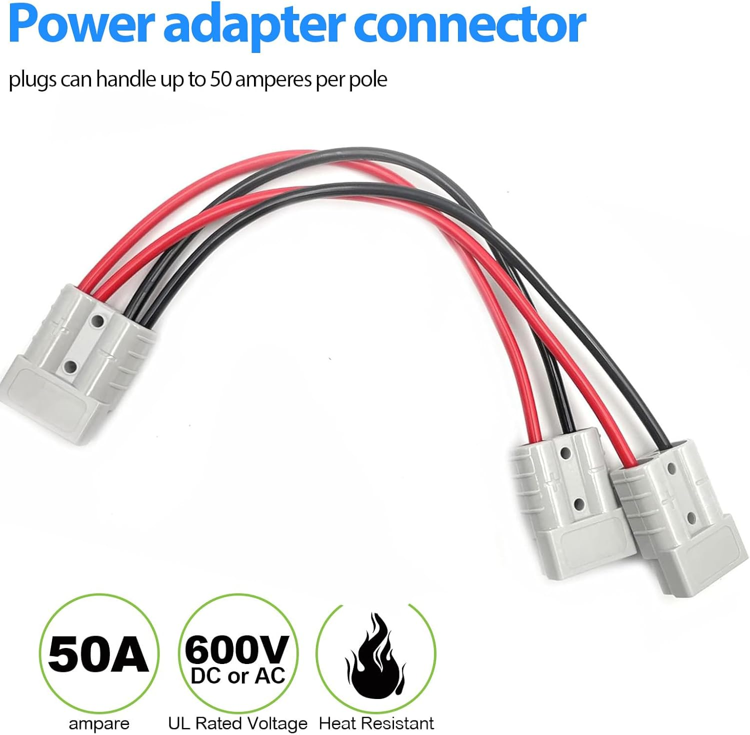 Connector, 50 Amp Plug Connector Double Y Adaptor 6Mm Automotive Cable for Car Battery, Automotive Accessories Battery Cable image number 4