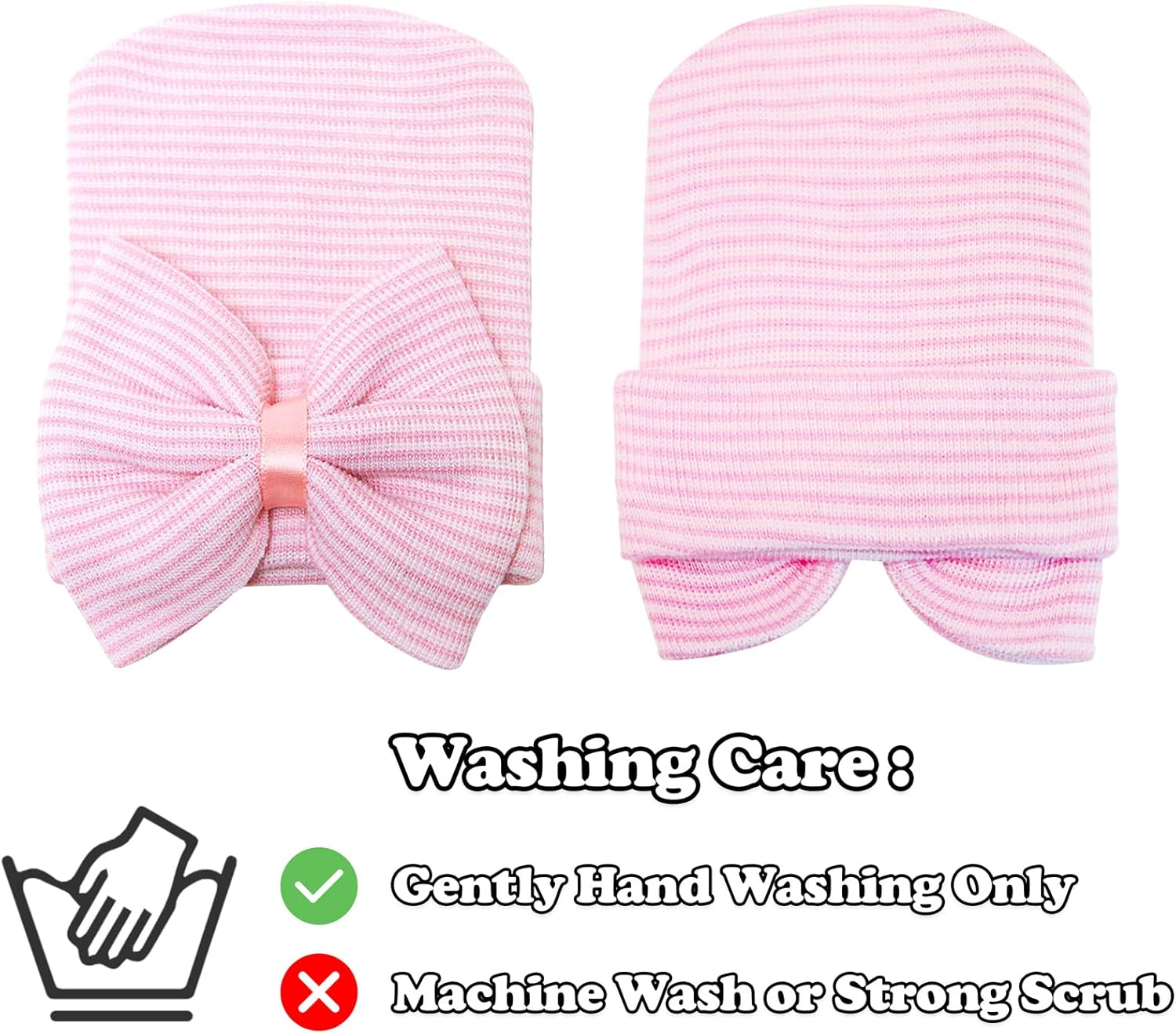 Sarfel Newborn Hats for Girls Hospital Hat Baby Girl Bows and Headbands Infant Beanie Nursery Caps image number 4