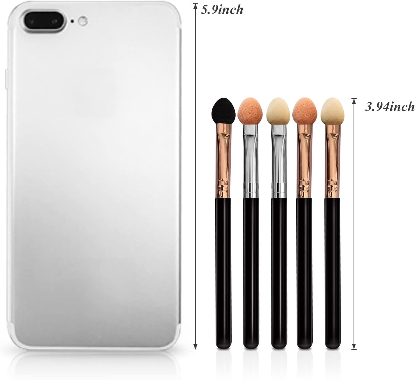 Uorpoto Eyeshadow Applicators Sponge Double Sided Reusable 5Pcs Professional Blendable Organic Foam Tip Makeup Eye Shadow Applicator Brush Set Washable - Hybrid 5Pcs image number 5