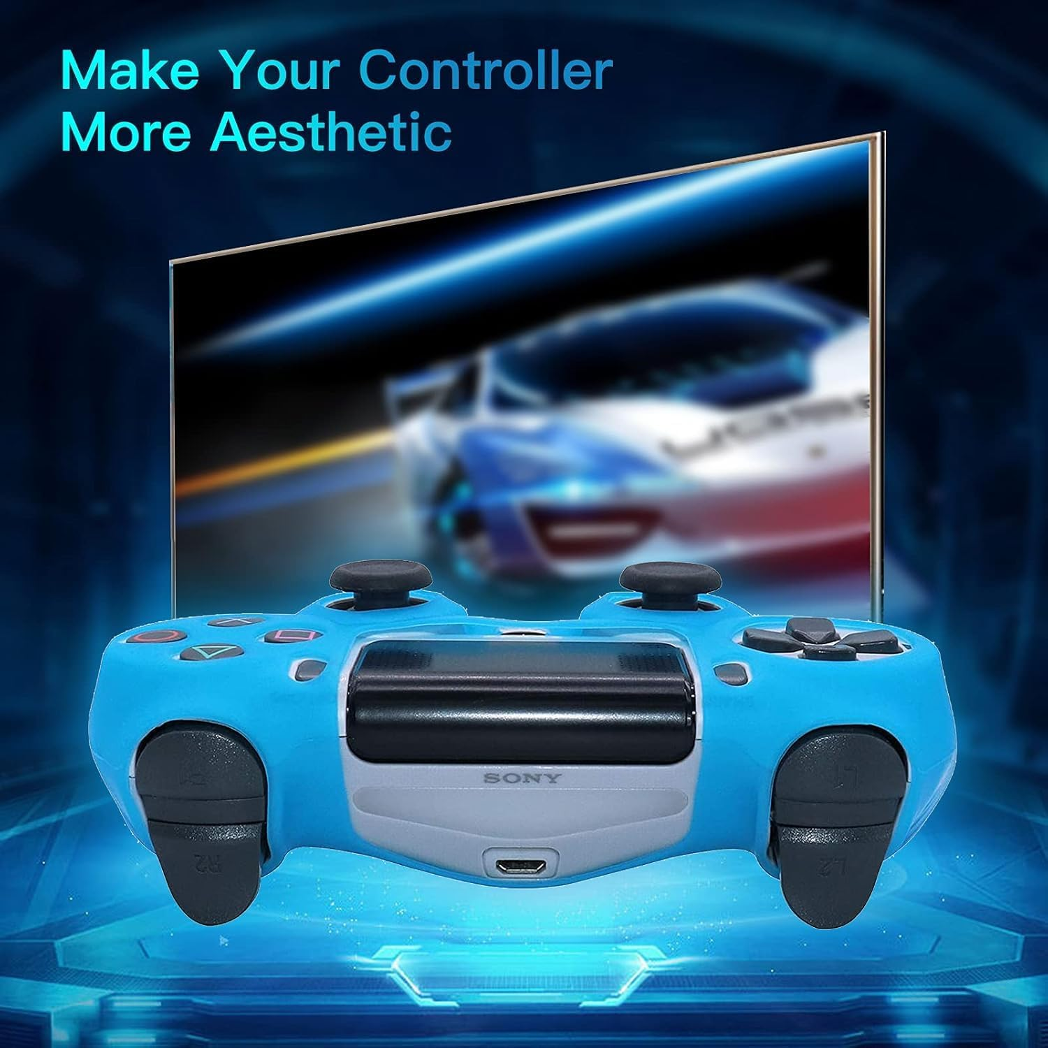 Khxriypha Controller Skin Silicone Grip in Dark Protective Case Compatible with Ps4/Slim/Pro Controller -White image number 3