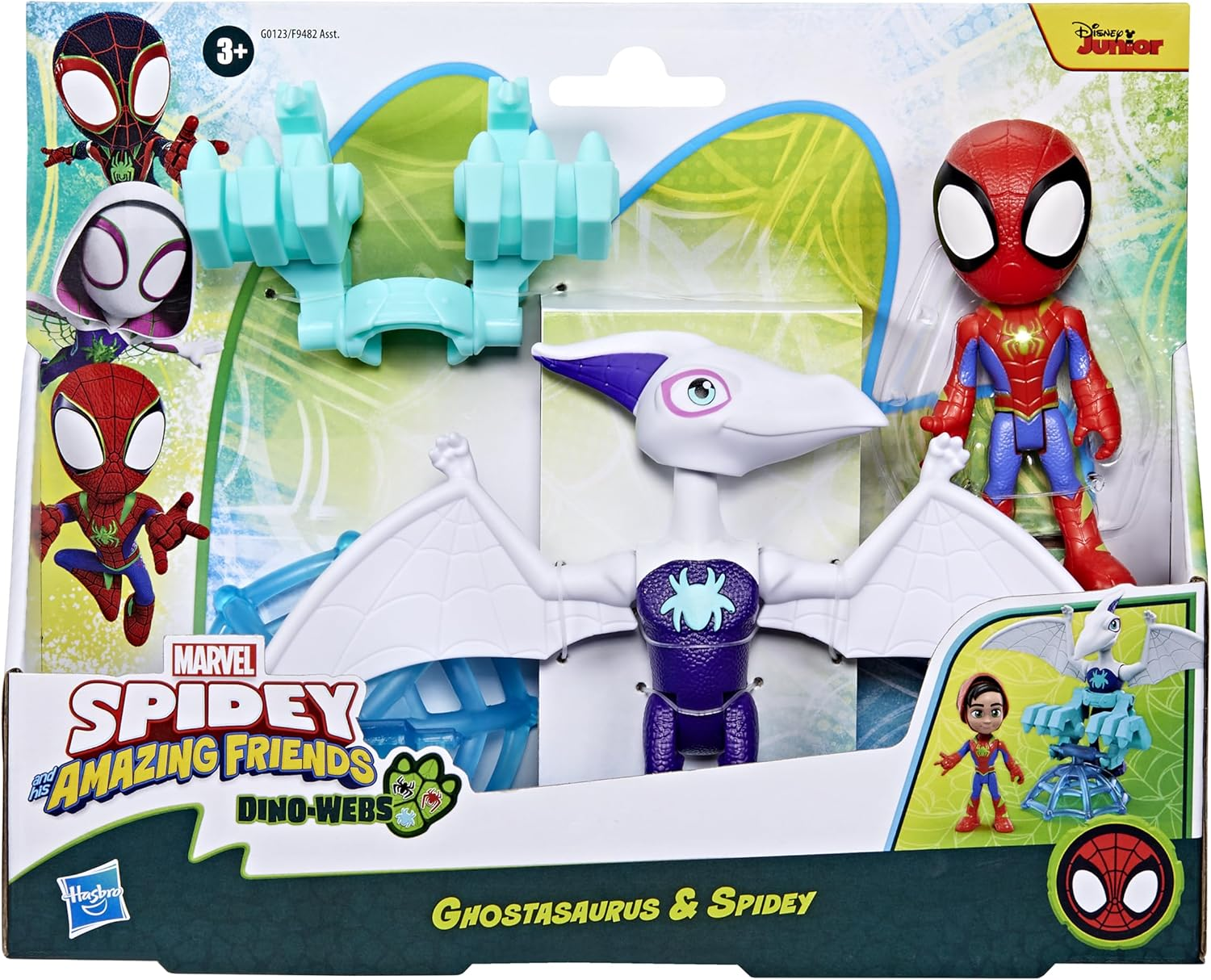 Marvel Spidey and His Amazing Friends Dino-Webs Ghostasaurus & Spidey 4-Inch-Scale (10Cm) Spider-Man Action Figure Set, Toys for Kids Ages 3 and Up image number 5