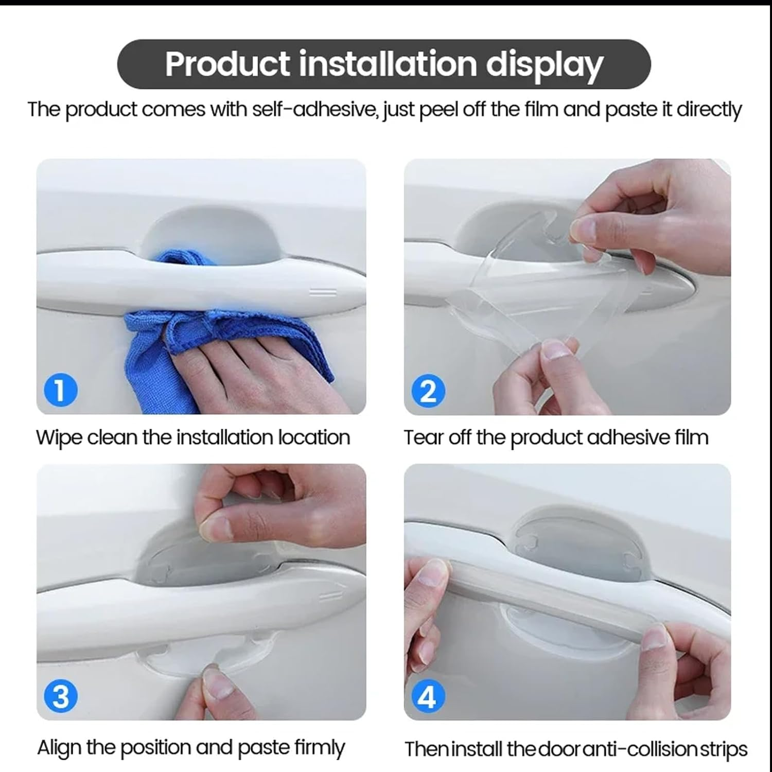 8 Pcs Car Door Handle Protector, Transparent Universal Fit, Epoxy Car Door Edge Protector for Scratch Prevention, Durable Protection against Rings and Keys