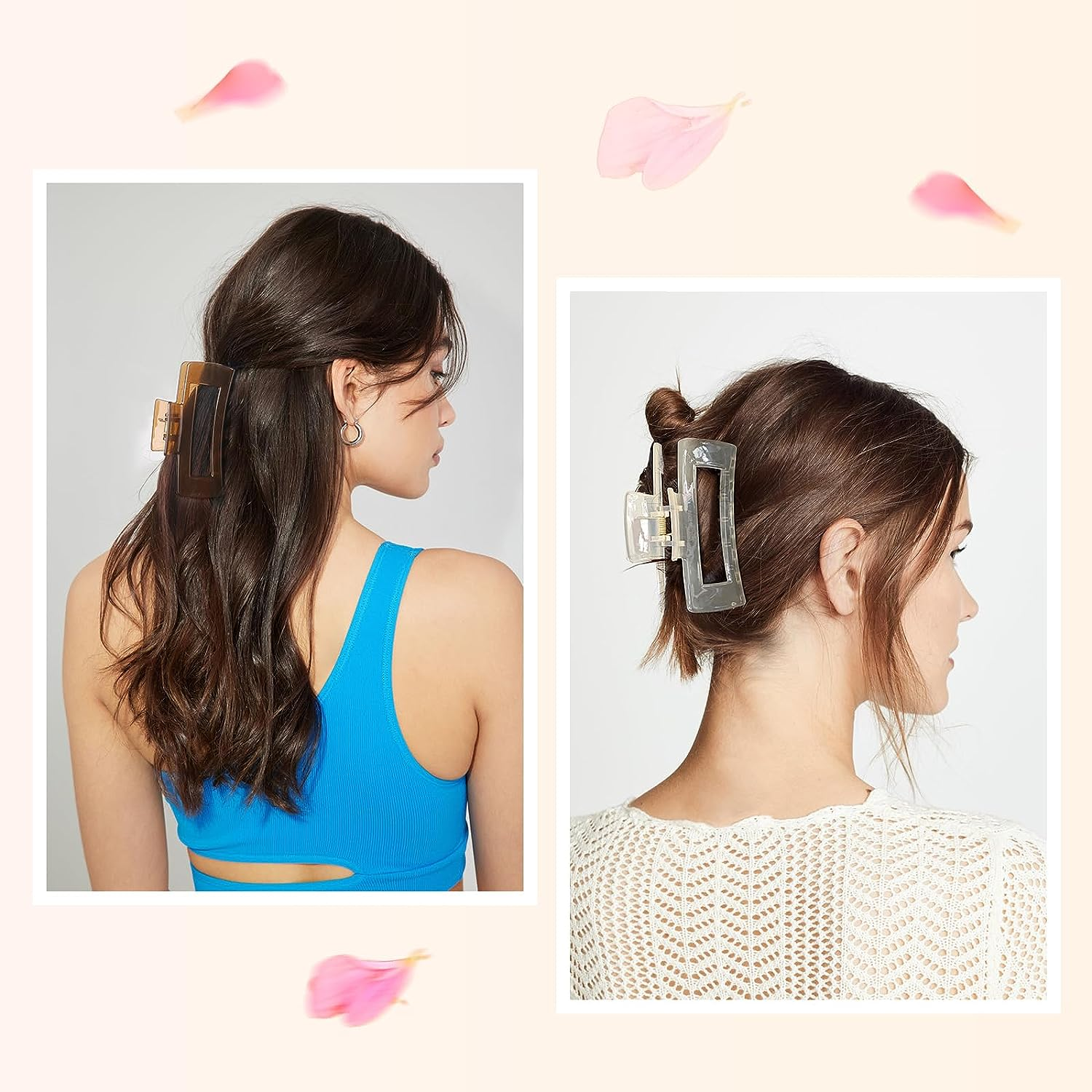 Vigorpace 8 Pcs Large Hair Claw Clips 4.1" Non-Slip Big Square Matte Hair Claw Clips for Women Girls, Strong Hold Banana Clips for Thick Thin Hair image number 2