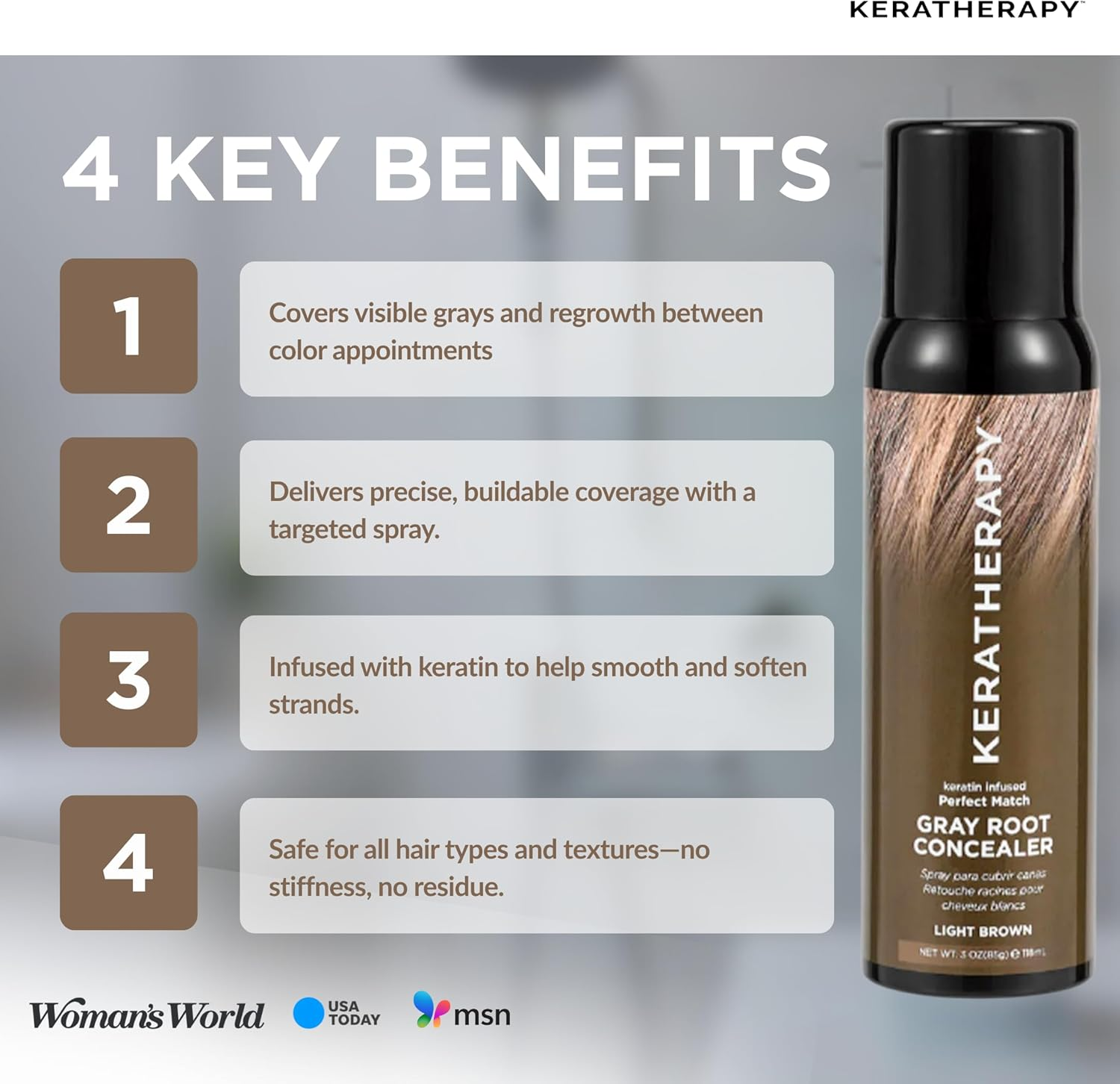 Keratherapy Gray Root Concealer 118 Ml, Light Brown, 118 Ml image number 5