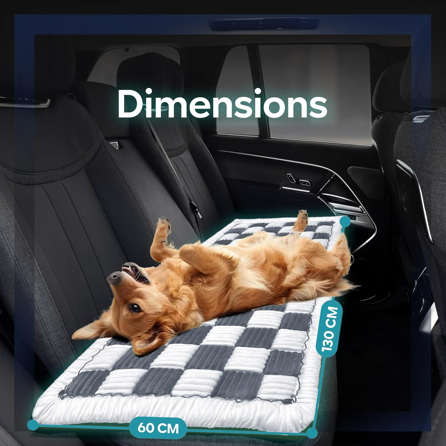 YORUKUS Backseat Pet Bed Mat, Plaid Dog and Cat Bed for Car, Non-Slip Travel Dog Bed, Custom Fit for Backseat Extenders and Seat Covers (Gray-White)