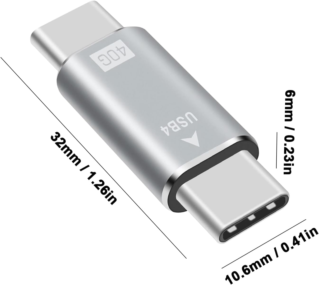 Danfetsoy USB C Male to USB C Male Adapter 40Gbps, Type C Male to Connector Adapter Support 100W, 40Gbps for Laptop, Tablet, Phones (Silver, 2 Pack)
