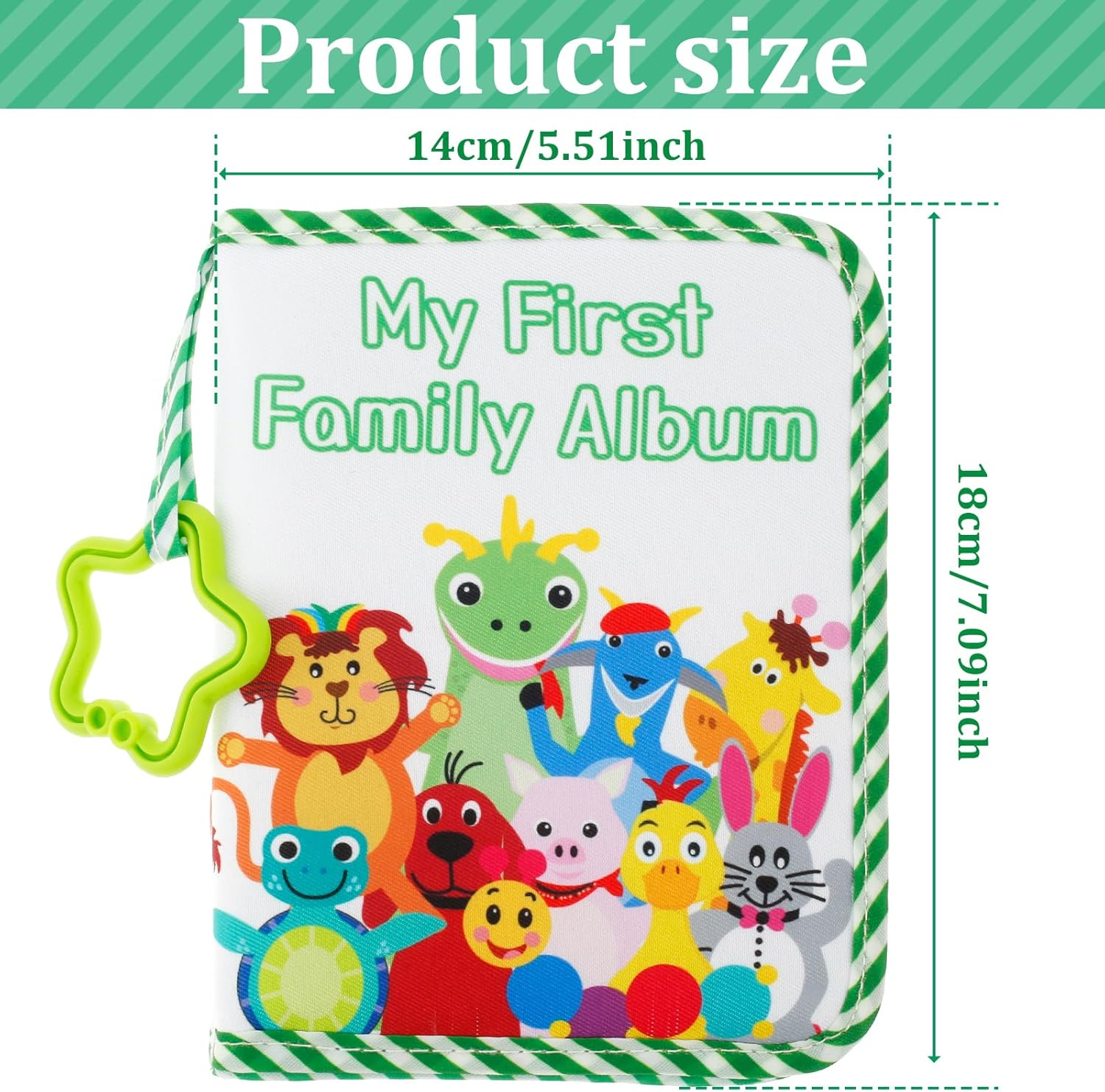Baby Photo Album, My First Photo Book for Baby or Toddlers, First Family Memory Book for Newborns, Cute Soft Cloth Photo Book, My Family Album Toddler Photo Album for Babies Shower (Green) image number 6