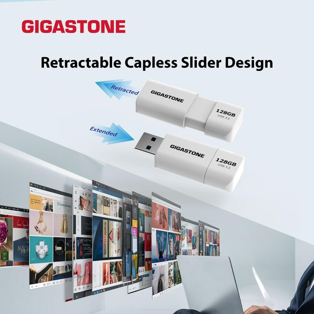 GIGASTONE Z60 32GB 2-Pack USB 3.2 Gen 1 Flash Drive, 100/40 Mb/S Ultra High Speed Pen Drive, Capless Retractable Design Thumb Drive, USB 2.0 / USB 3.0 / USB 3.1 Interface Compatible image number 6