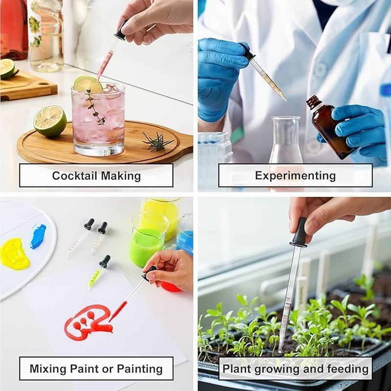 Pack of 2 Glass Eye Dropper with Measurement Glass Medicine Droppers Tool Long Short Bent Straight Tip Calibrated Pipettes Dropper Accurate Dose Dropper Measurer for Essential Oils Ear Lab (2) image number 4