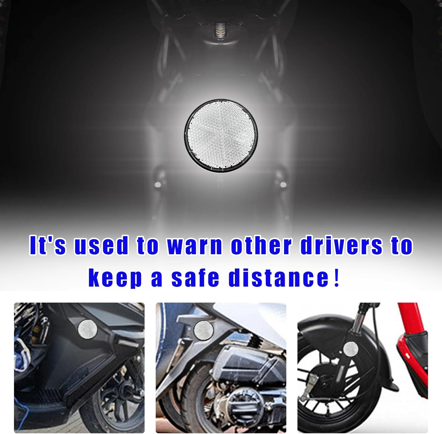 2 PCS M6 X 1.0 Motorcycle Reflectors, Plastic Screw Mount Reflective Warning Reflector, Universal Motorbike Rear Safety Reflectors for Motorcycle, Bicycle, Scooter (Round White) - Round Orange image number 3