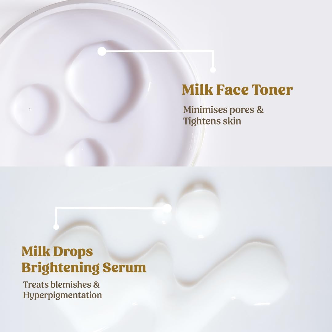 Vilvah Store Skin Hydrating Combo | Milk Drops Serum | Milk Face Toner | Minimizes Pores and Hydrates Skin | Balances & Restores Skin'S Ph Levels image number 1