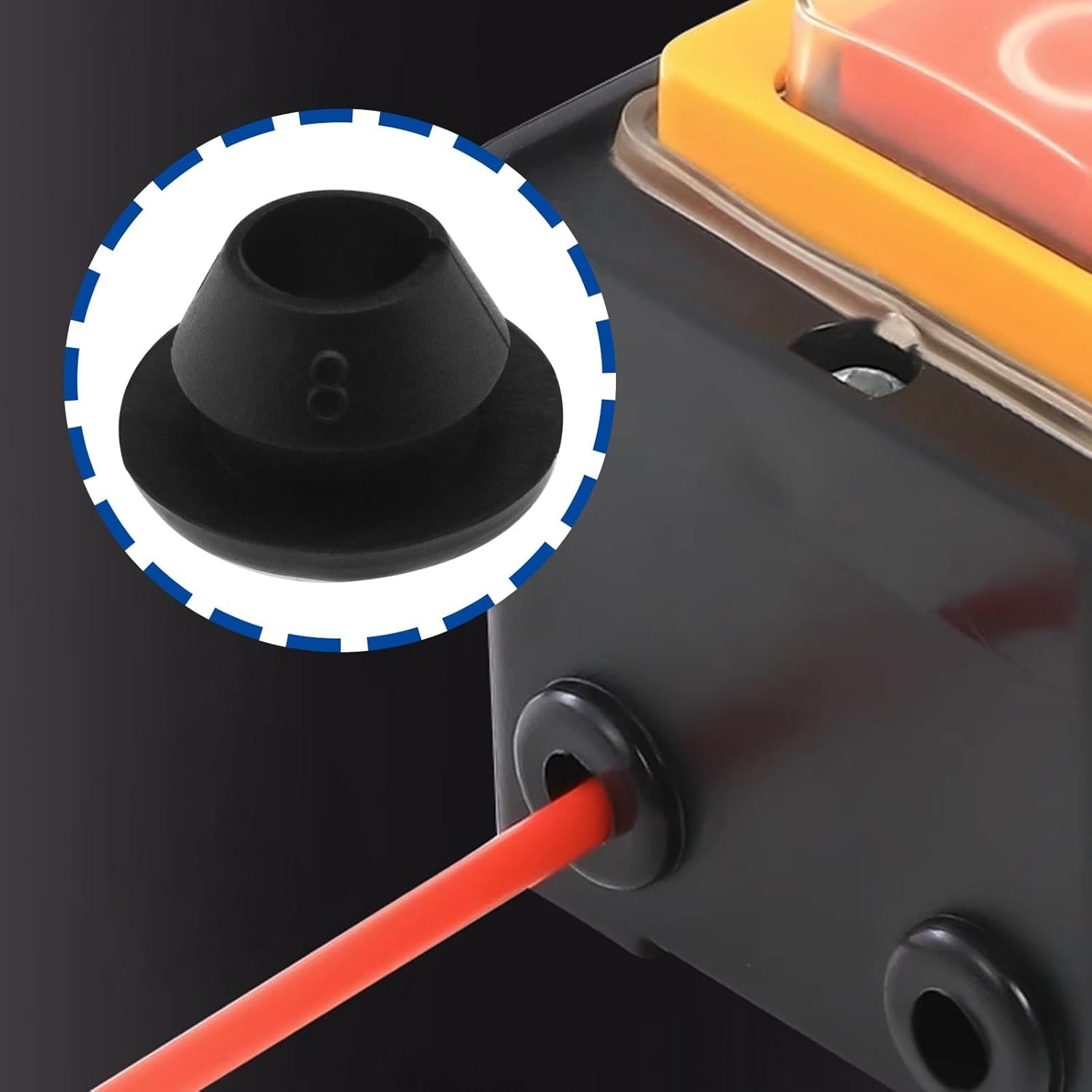 Emsea 40PCS Rubber Coil Cable Cord Grommet Rubber Single Sided Protective Coil Wires Rubber Protection 5Mm ID 12Mm OD 8Mm Hole Diameter