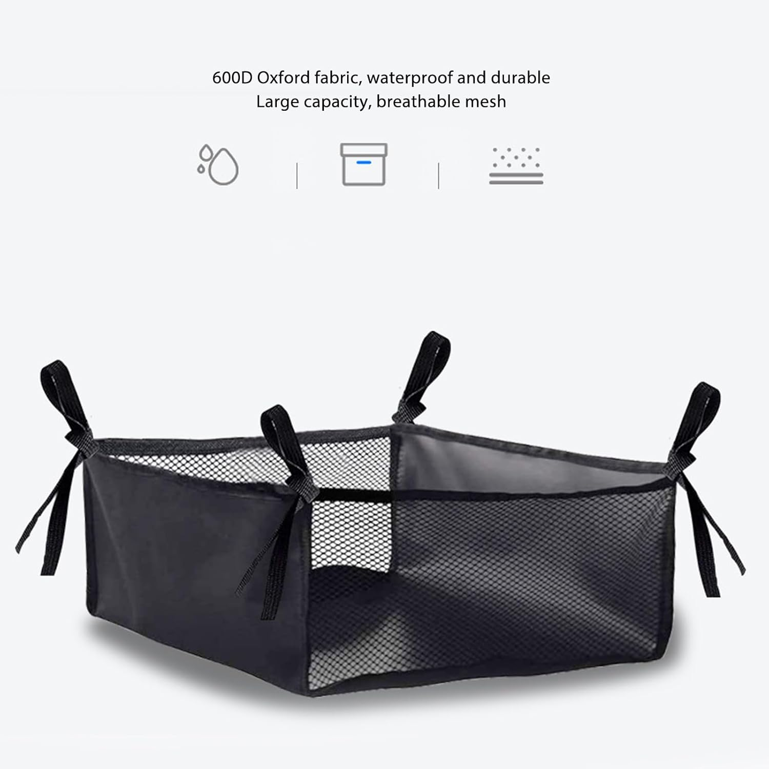 Wheelchair Basket, under Wheelchair Bag, Wheelchair underneath Bag 600D Oxford Cloth, Movable under Seat Basket for Rollator Walker Black image number 3