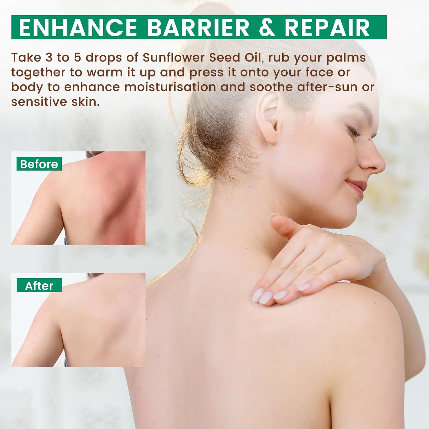 PHATOIL Organic Sunflower Seed Oil for Skin 118 Ml (4 Fl.Oz), USDA Certified Organic, Cold Pressed Sunflower Oil in Glass Bottle for Hair, Body Moisturizer, Carrier Oil for DIY, Massage image number 6