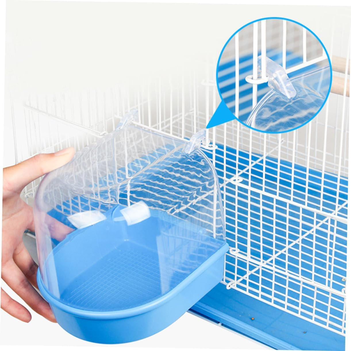 Bird Bath for Small Birds Covered Multi Cage Bird Bathlight for Canaries and Parrots Ideal for Bird Cages and Bathing Needs image number 2