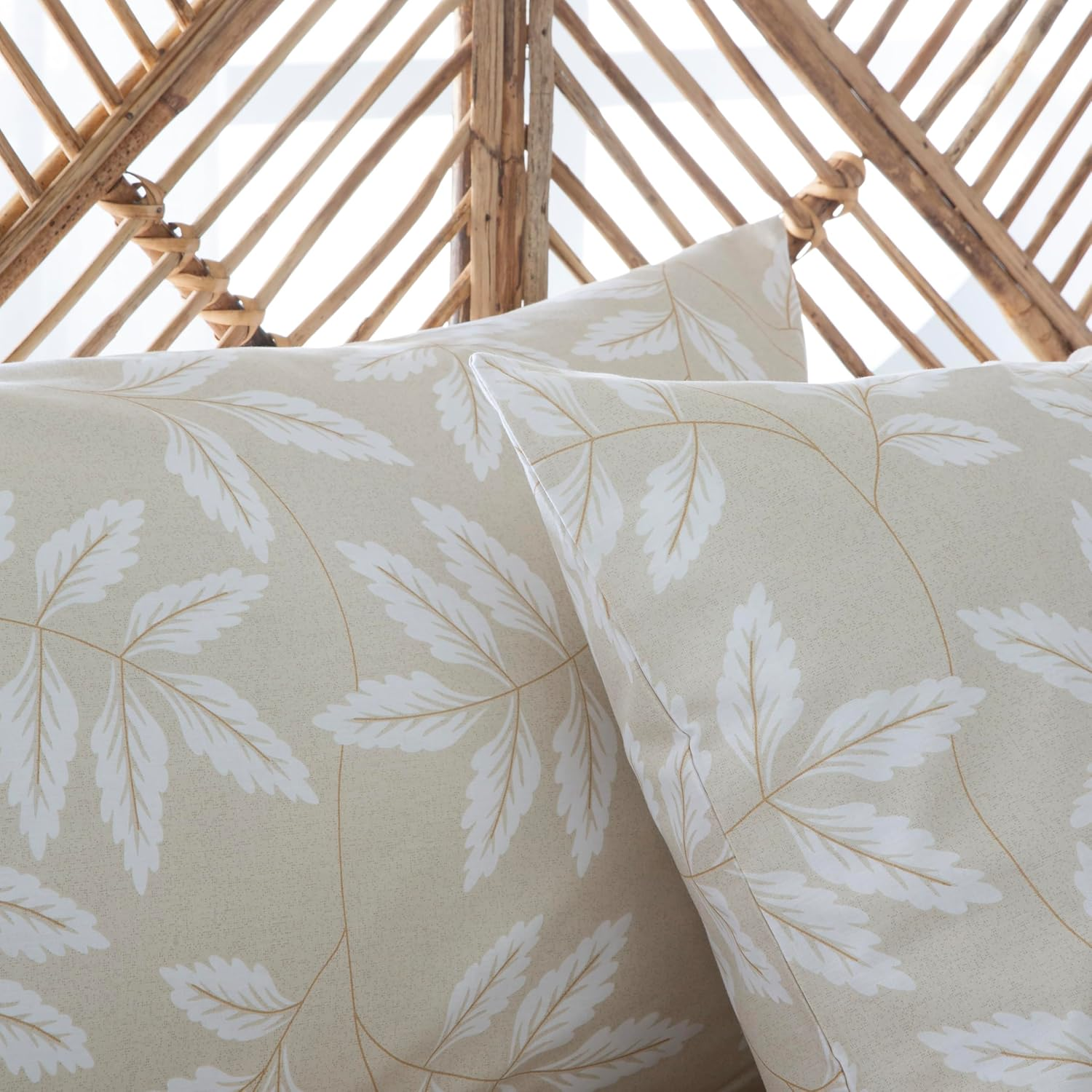 COTTON Artean Organic Cotton Beige Batan Duvet Cover Set for 180 X 190/200 Cm Bed Includes Flat Sheet + 2 Pillowcases + Fitted Sheet 100% Organic Cotton GOTS Certified image number 4