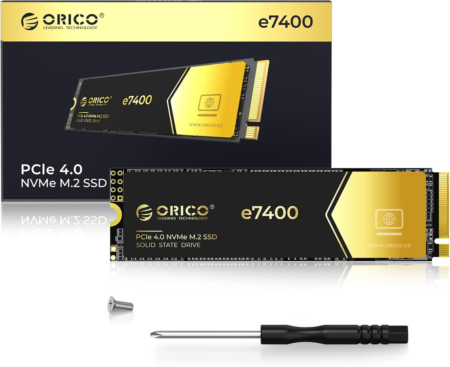 ORICO 2TB Nvme SSD Pcie 4.0- up to 7400Mb/S, M.2 SSD 2280 Pcie 4.0X4 Internal Solid State Drive SSD, Fast Heat Dissipation, Compatible with Macos Windows for Gamers and Creators-E7400 image number 2