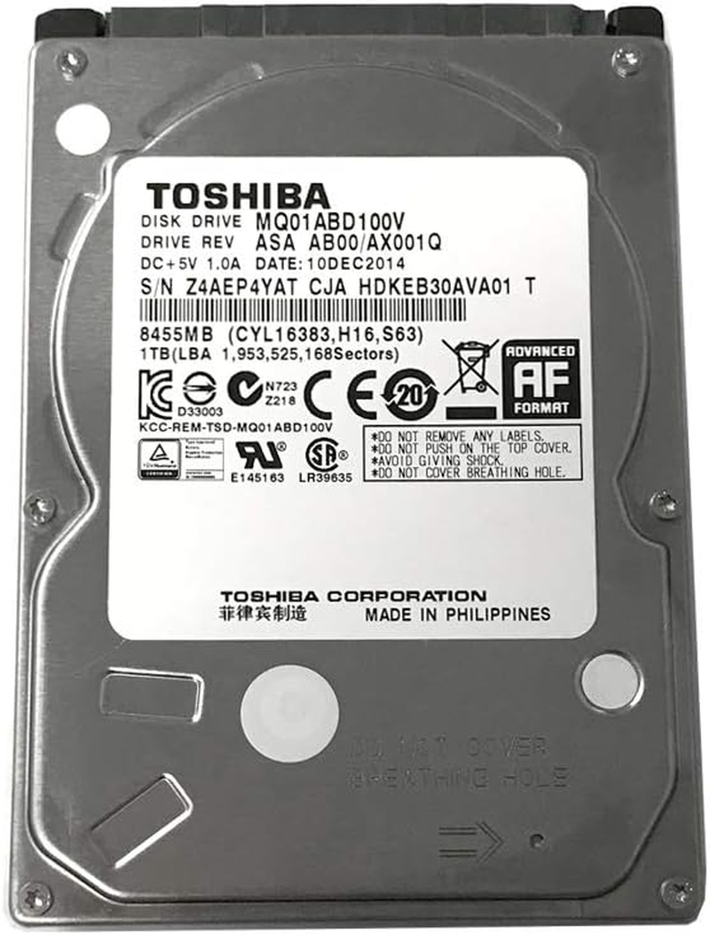 Toshiba 1TB 5400RPM 8MB Cache SATA 3.0Gb/S 2.5 Inch Notebook Hard Drive (MQ01ABD100V) - 1 Year Warranty