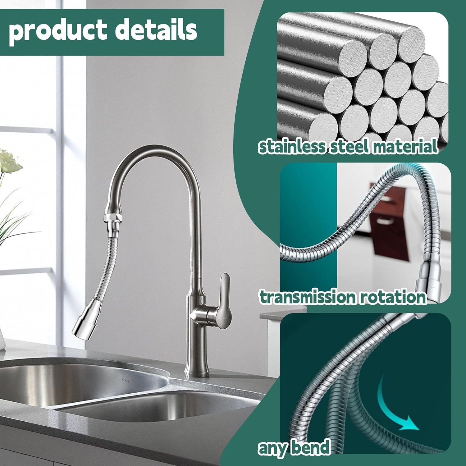 Kitchen Tap Extension, Pack of 2, 360&deg; Swivelling Multifunctional Faucet Extender Tap 14 Cm Tap Extension for Kitchen, Sink, Bathtub image number 5