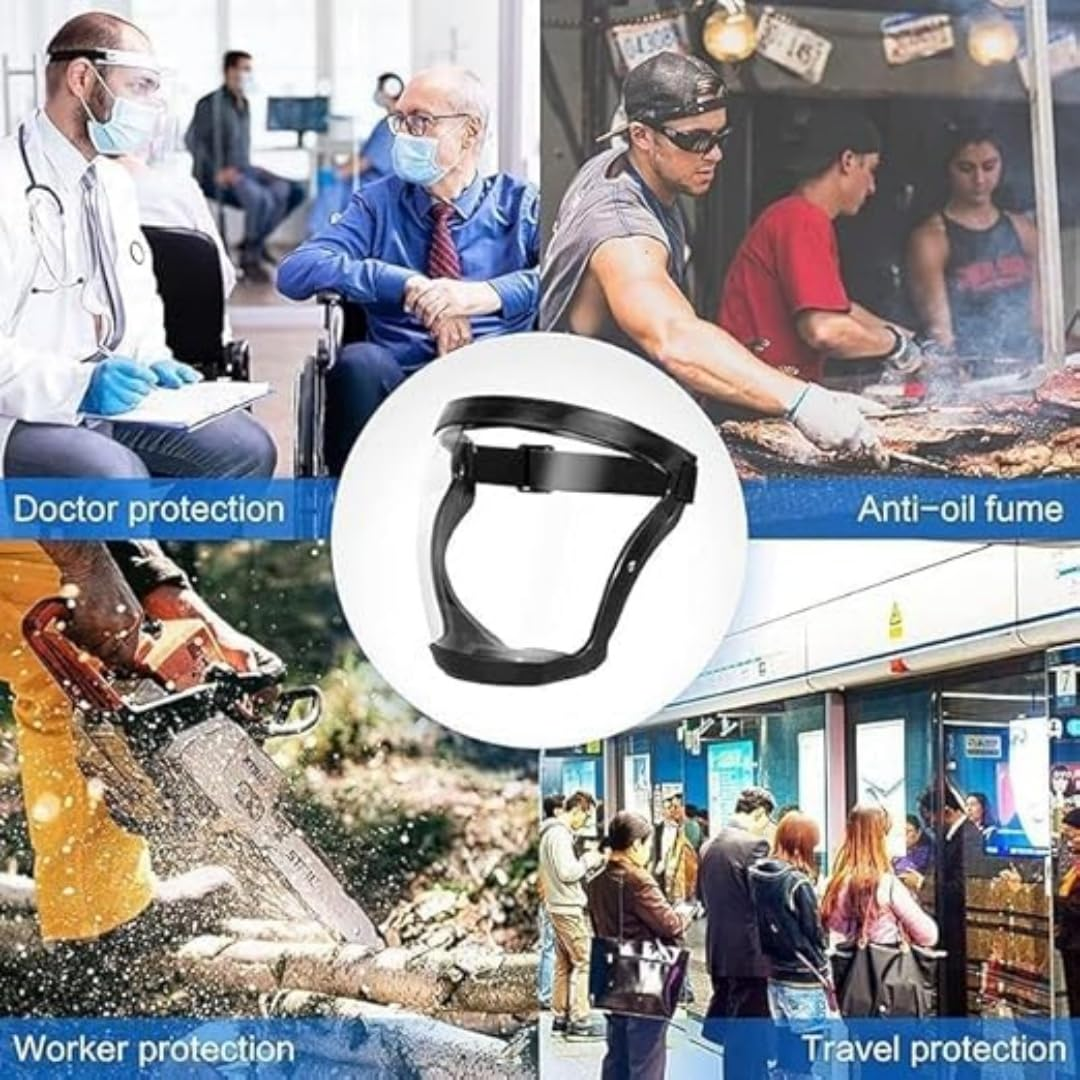 Anti-Fog Protective Full Face Shield, Adjustable Full Face Protective Shield Visor, HD Reusable Face Protective，Grinding Shield Face Mask for Eye and Face Protection, Super Lightweight Hd(Black) image number 3