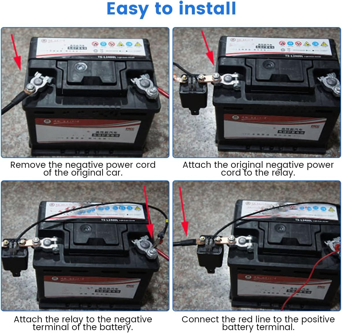 Double Remote Car Battery Disconnect Relay - 12V Disconnect Relay Anti-Theft Battery Shut off Switch Isolator image number 4