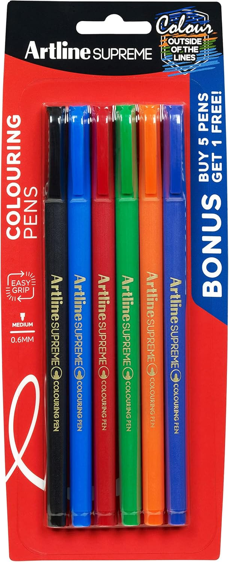 Artline 0.6 Mm Supreme Fineliner Pastel Pens 5 Pack, Assorted image number 2