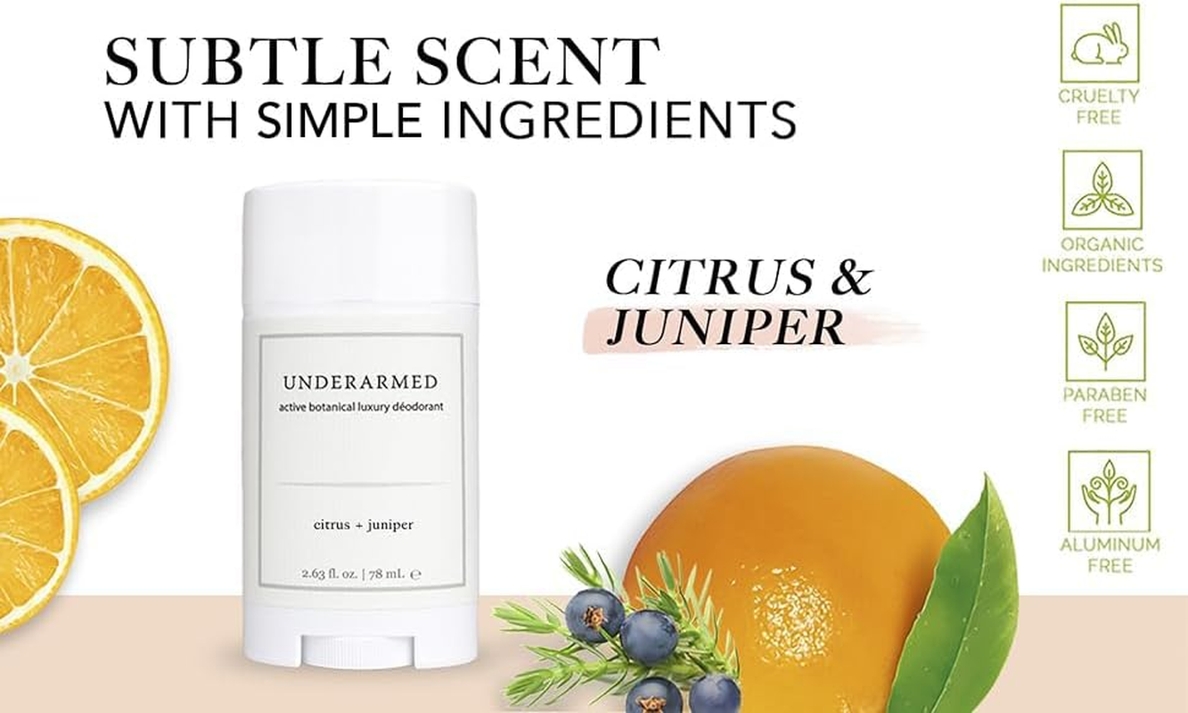 Natural Deodorant Aluminium-Free (That Works) Citrus/Juniper - Stay Fresh All Day - Underarmed for Women & Men - Organic, Healthy, Safe, Non Toxic - Phthalate, Paraben, Gluten & Cruelty Free