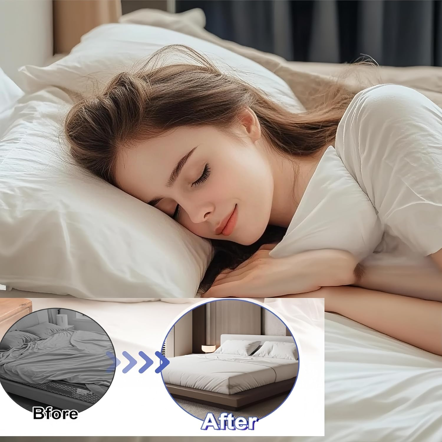 Febohao 4Pcs Fitted Sheet Holder Straps Bed Sheet Fasteners with Lock Strips Removable Bed Sheet Clips Organiser Bedding Accessories for All Mattress image number 2