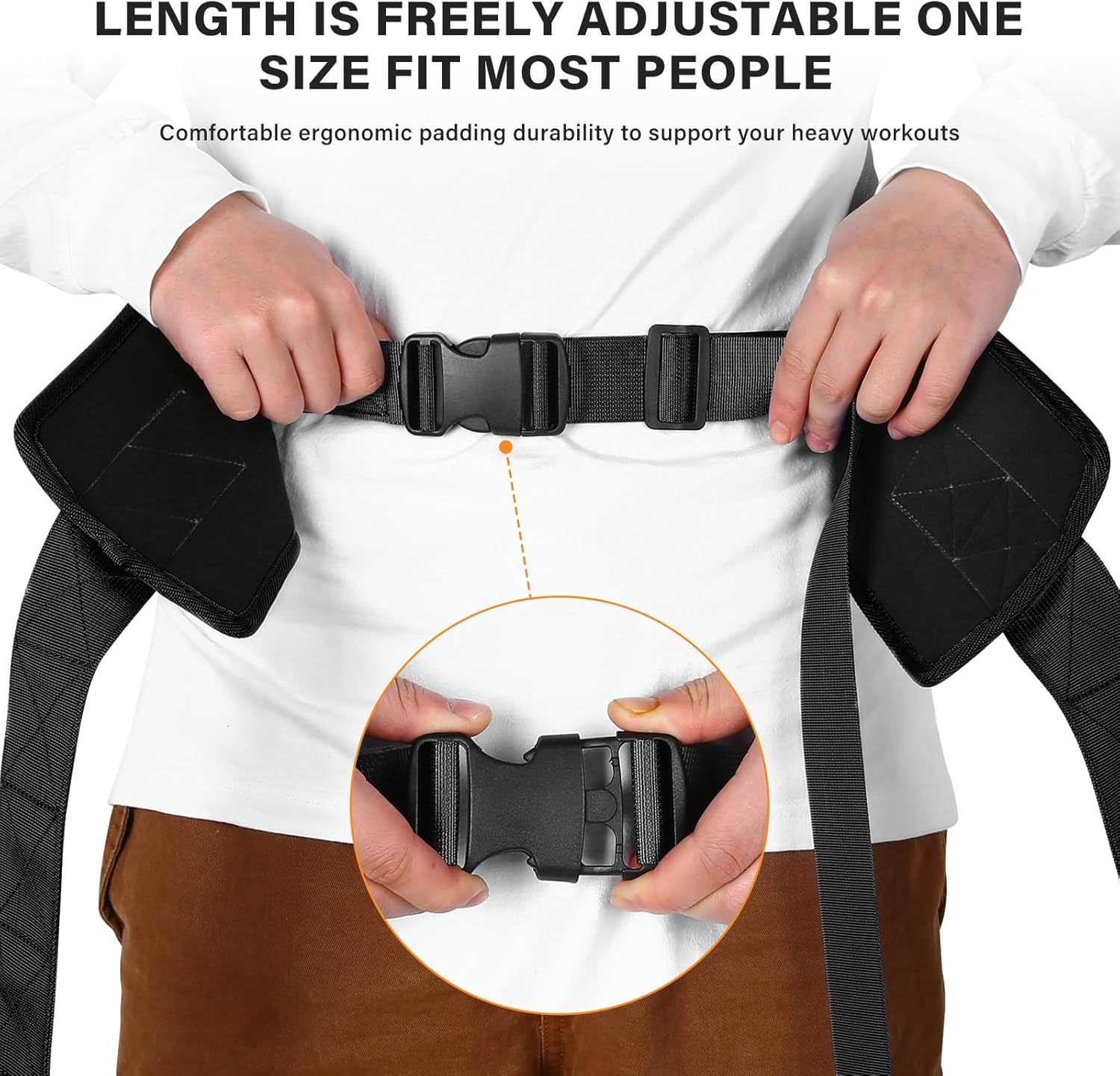 Bilbear Dip Belt for Weightlifting,Weight Lifting Belt with 39 Inch Strap for Pulls Up, Adjustable 43 Inch Fitness Weight Lifting Strap,With 45-Angle Rings&2 Snap Hooks, for Gym - Black image number 4