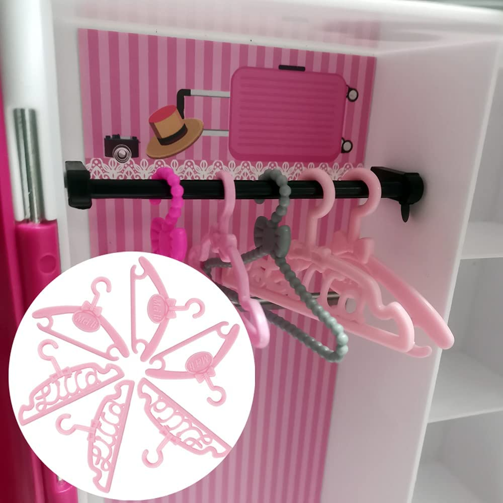 E-TING 60 Pcs Mini Doll Clothes Hangers Plastic Mixed Little Hangers Doll Clothes Accessories for 11.5 Inch Doll