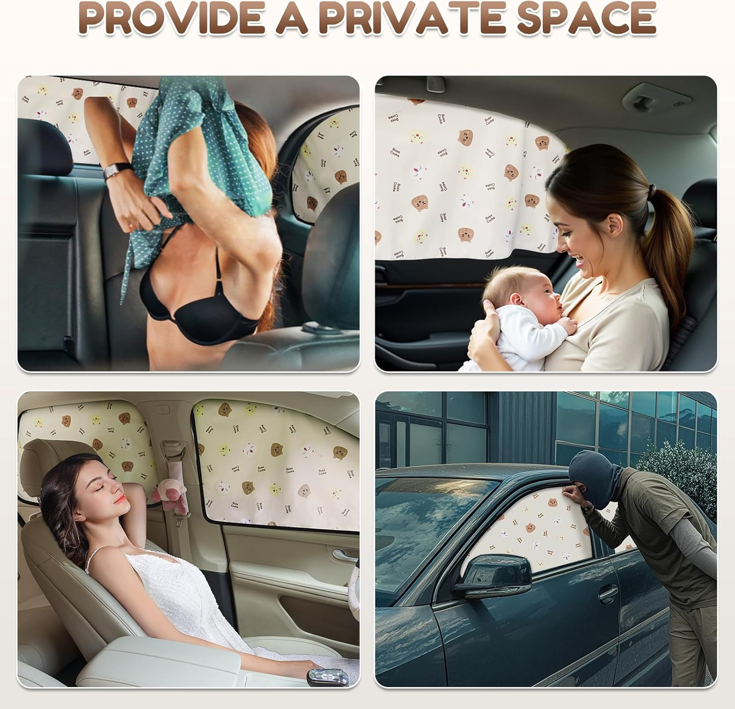 Aokway Car Window Shades (2Pack)- Sun Shade UV Blocker -Magnetic Car Window Shade for Baby- Mom'S Choice Sun Shade for Side Window Screens for SUV, Sedan, Minivan image number 5