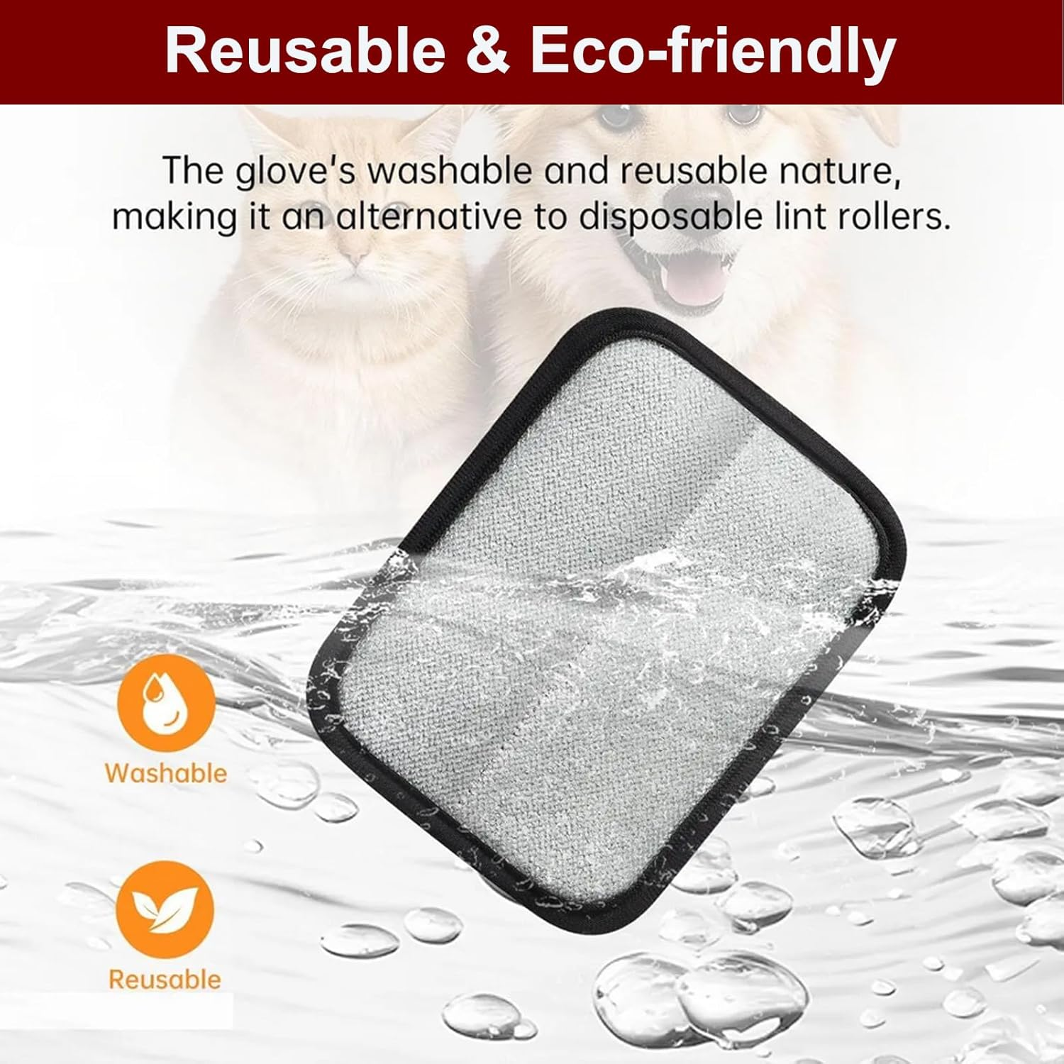 TOOCAWO 2 Pcs Pet Hair Remover, Electrostatic Pet Hair Removal Glove, Washable Reusable Dog and Cat Hair Remove Glove, for Couch, Sheet, Furniture, Carpet, Curtain image number 5