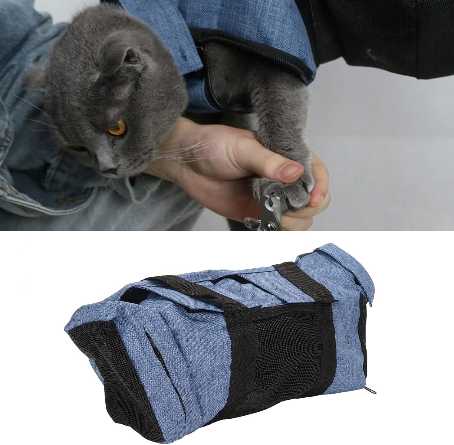 Cat Bathing Bag,Cat Grooming Carry Bag, Cat Grooming Carry Bag Adjustable Neck Circumference Breathable Foldable Portable Pet Bathing Bag for Nail Trimming image number 4