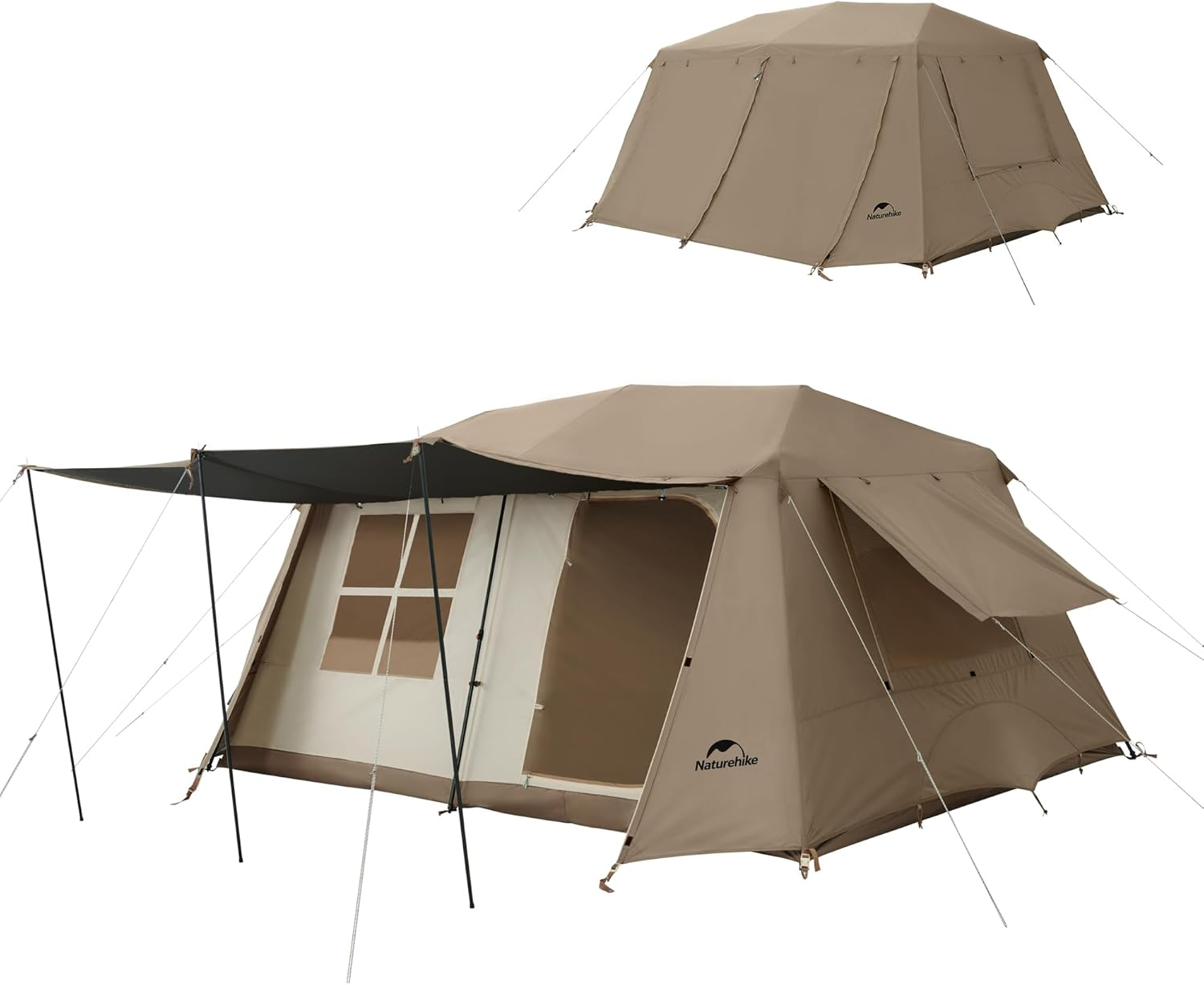 Naturehike Village Series Tent, Instant Pop up Family Tent, Upgraded Spacious Portable One-Piece Bracket Tent for 4-8Pinstant Easy Set up Camping Tent