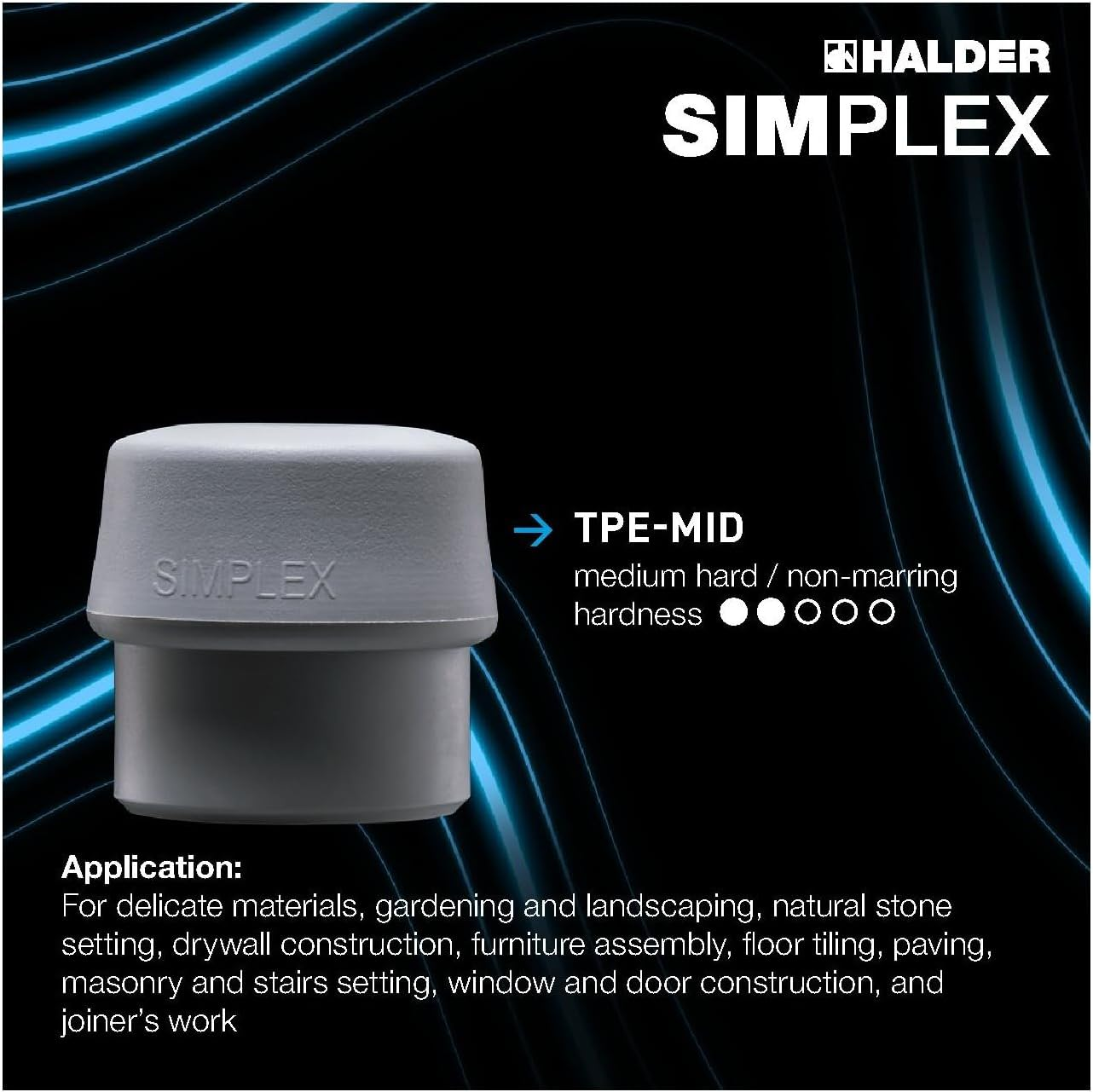 Halder Simplex Tpe-Mid/Tpe Soft-Face Mallet Hammer with Cast Steel/Wood Handle, 40 Mm Diameter image number 5