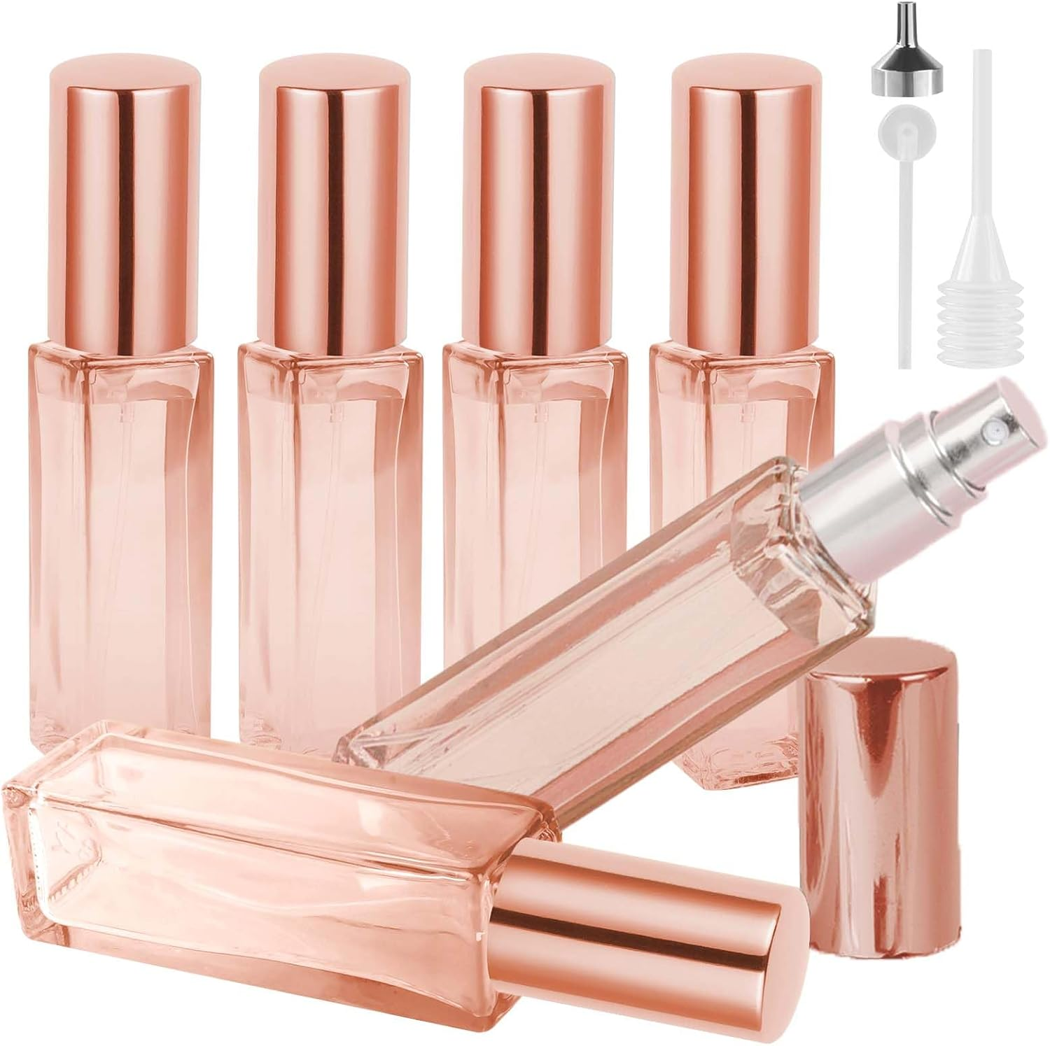 LOPHE Perfume Atomiser, 6 X 10 Ml Perfume Atomiser Refillable Mini Perfume Atomiser with Dispenser, Atomiser Perfume Spray Bottle for Travel Men and Women, Holidays, Air Travel, Orange - Multicoloured image number 3