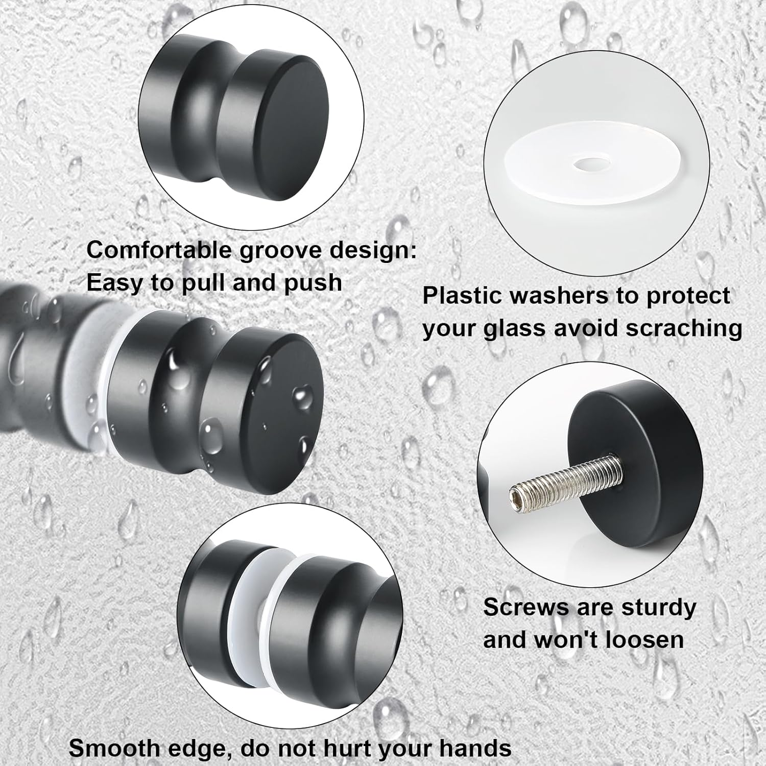 Alise Shower Glass Door Handle,Sliding Shower Doors Knob round Back-To-Back Pull Hardware Replacement Parts,Matte Black Solid SUS304 Stainless Steel Knobs,L5000-B - Gold image number 3