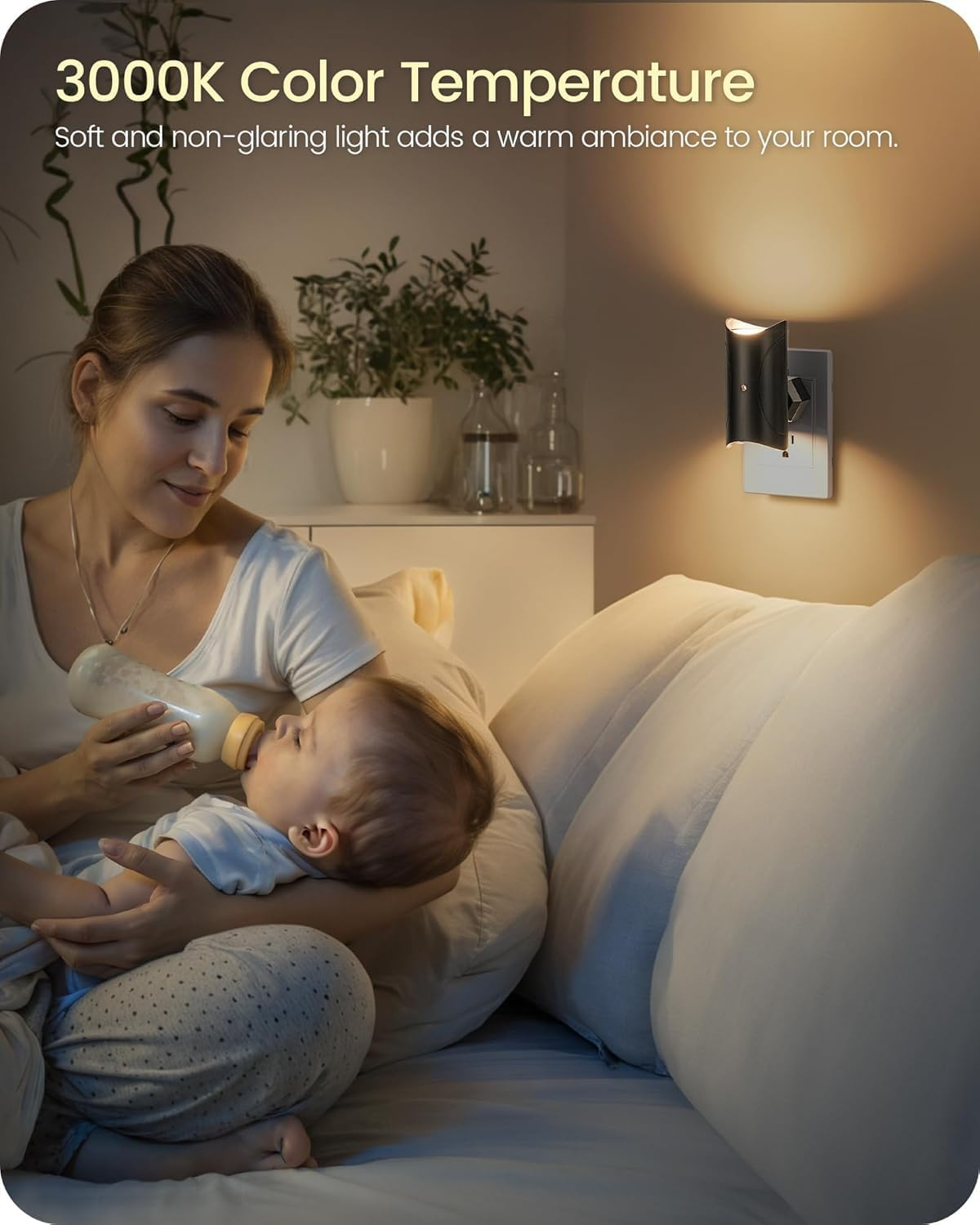 Night Light Plug in AU, LED Dimmable Night Light with Sensor, 0-100LM Brightness, 3000K Soft Glow for Bedroom Hallway Stair, AU Wall Light (2 Pack) image number 3