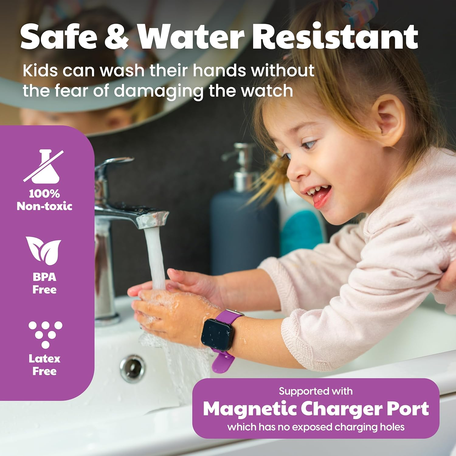 Potty Training Watch for Kids V2 &ndash; a Water Resistant Potty Reminder Device for Boys & Girls to Train Your Toddler with Fun/Musical & Vibration Interval Reminder with Potty Training Ebook - Unicorns image number 3