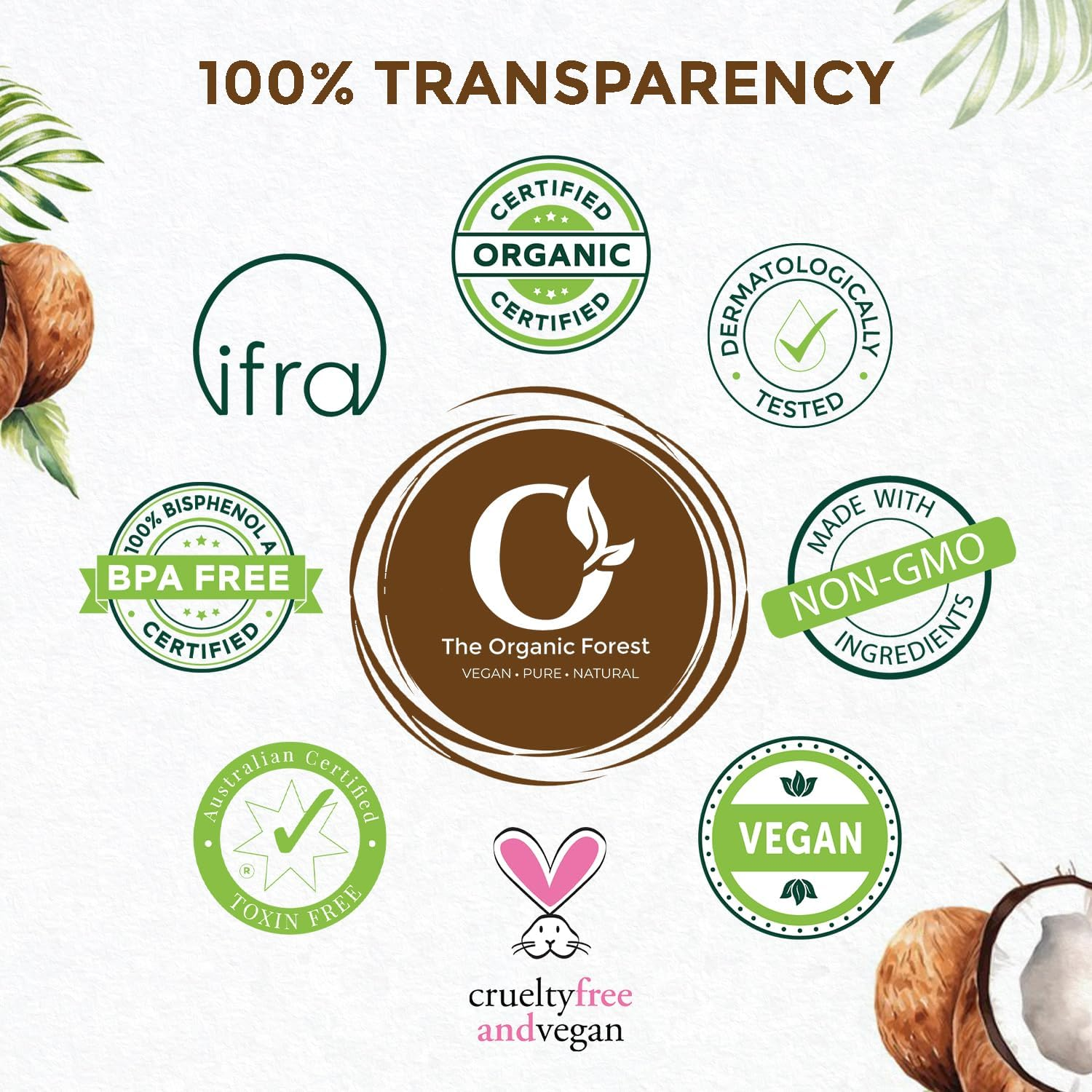 Organic Forest USDA Certified 100% Organic Coconut Oil for Hair and Skin | Chemical Free Pure Cold Pressed Coconut Oil | Unrefined, Natural, Coconut Hair Oil, Pure Coconut Oil for Skin | 3.4 Fl.Oz. image number 6