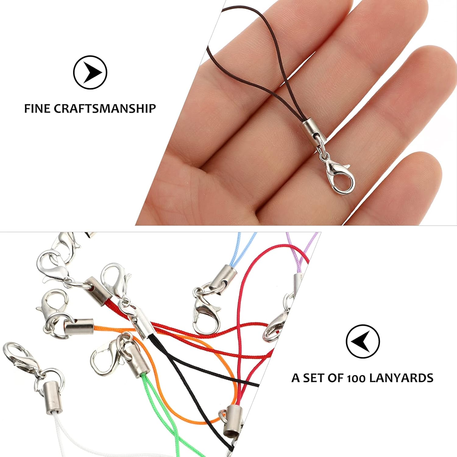 EXCEART 100Pcs Cellphone Strap with Lobster Clasp Straps Lanyard Lobster Clasp Lariat Cord Strap for Cellphone Jewelry USB Flash Drives DIY Ropes Mixed Color image number 6