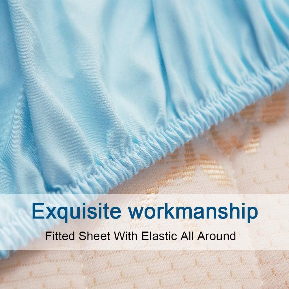 SONORO Kate Bed Sheet Set Super Soft Microfiber 1800 Thread Count Luxury Egyptian Sheets 16-Inch Deep Pocket，Wrinkle and Hypoallergenic-4 Piece (Spa Blue, Queen) image number 7