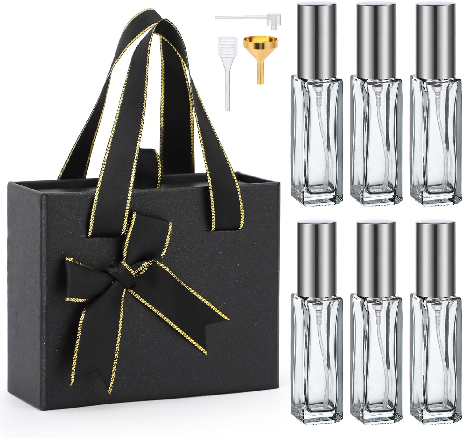 Segbeauty Atomizer Sprayer for Perfume - 6Pcs 10ML Travel Size Refill Bottle with Gift Box, Empty Glass Small Spray Bottle, Mini Sample Container, Travel Accessories