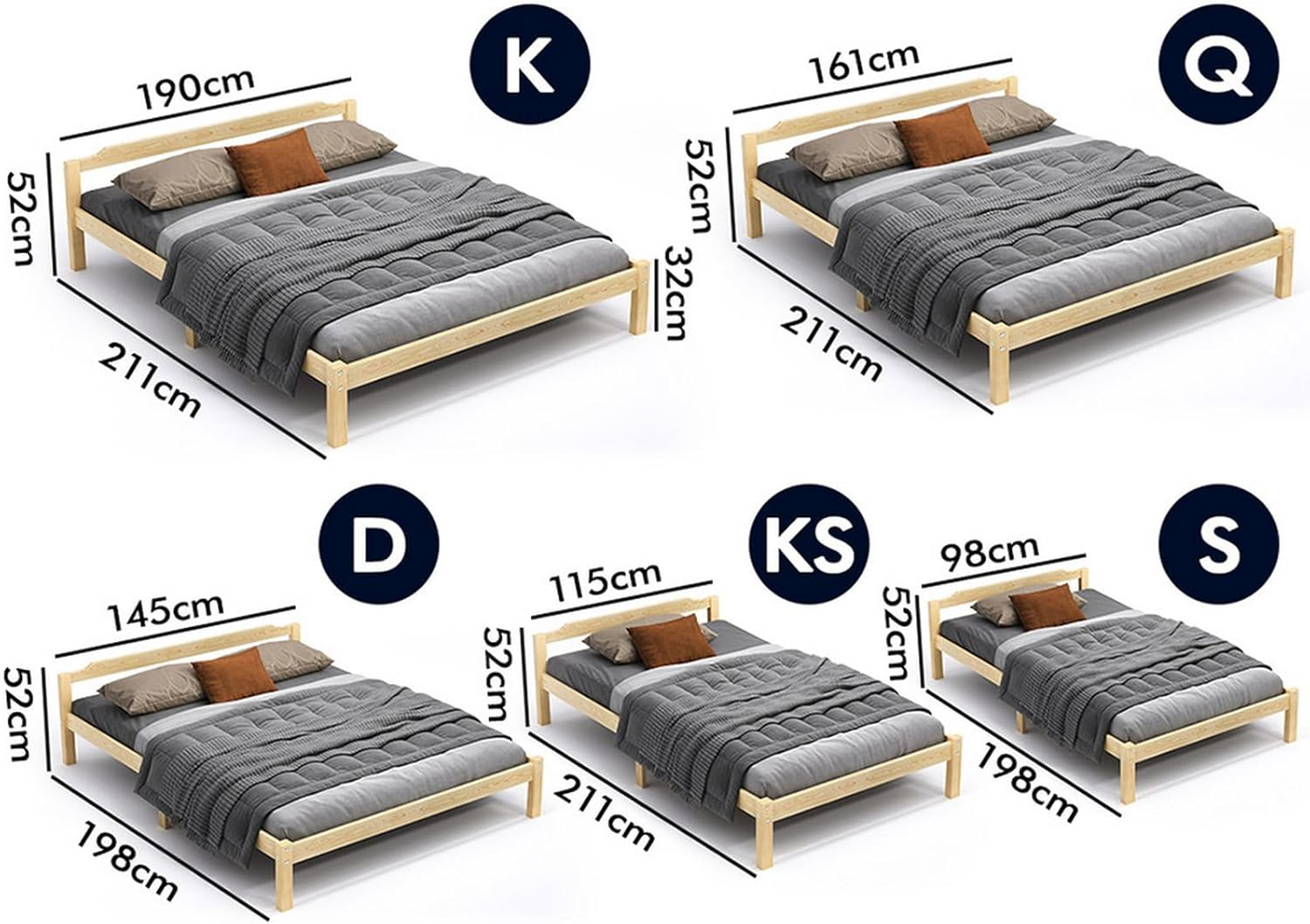ALFORDSON King Bed Frame Wooden Bed Base with Solid Wood Pine Timber Slats, Oak Bed Foundation Mattress Base Platform with Storage Space, Beatrix Series Bedroom Furniture image number 4