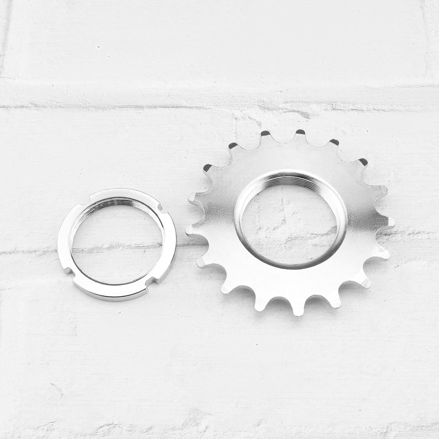Ecsing Bike Sprocket Fixed Single Speed Cog Thread Ribg High Strength Steel Bicycle Flywheel Sprockets Parts for Fixed Gear Bike with Lock Ring image number 2