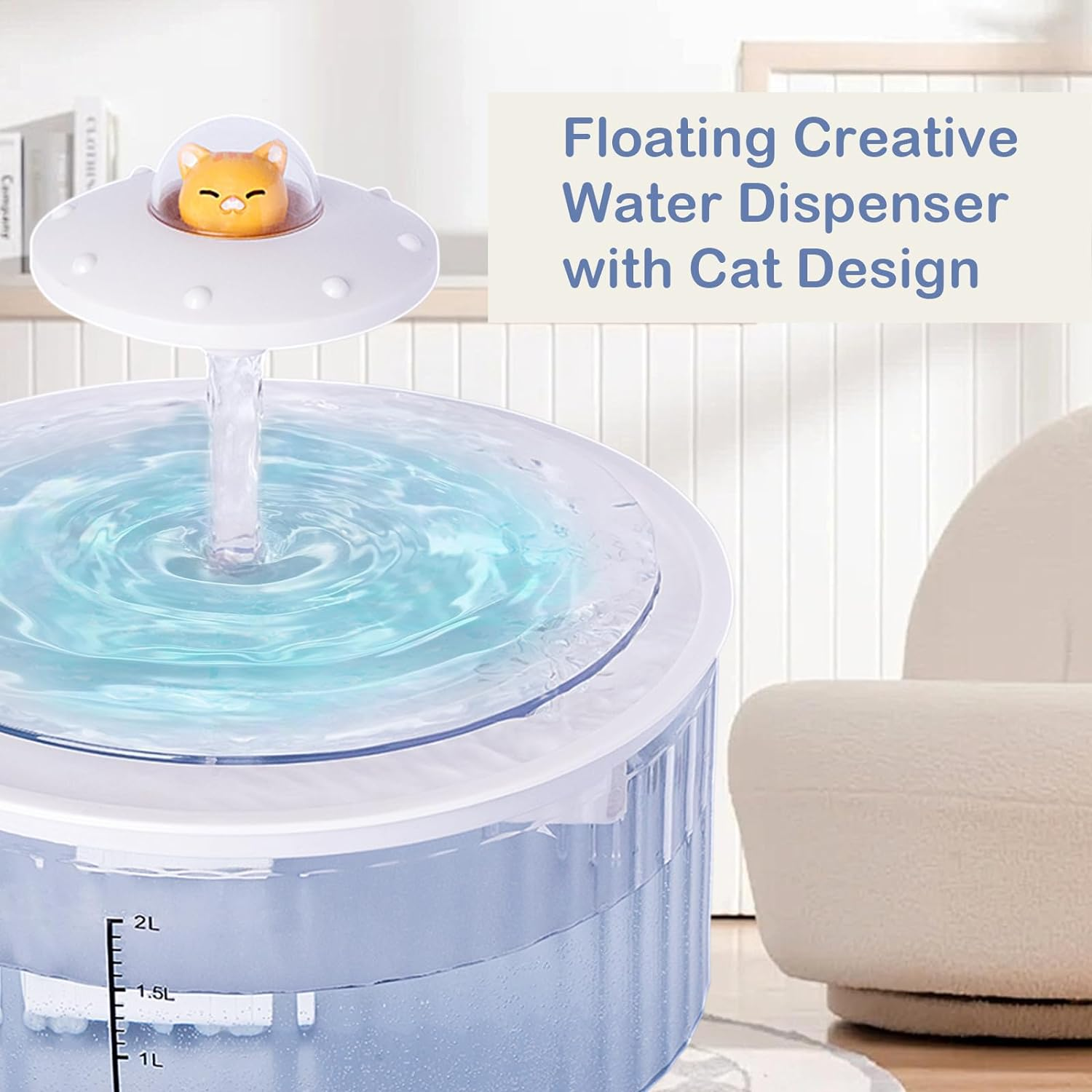 Drinking Fountains for Cats, 67Oz/2L Pet Fountain, Automatic Cat Water Fountain Dog Water Dispenser with Safety Auto-Off System for Cats, Dogs, Multiple Pets image number 6