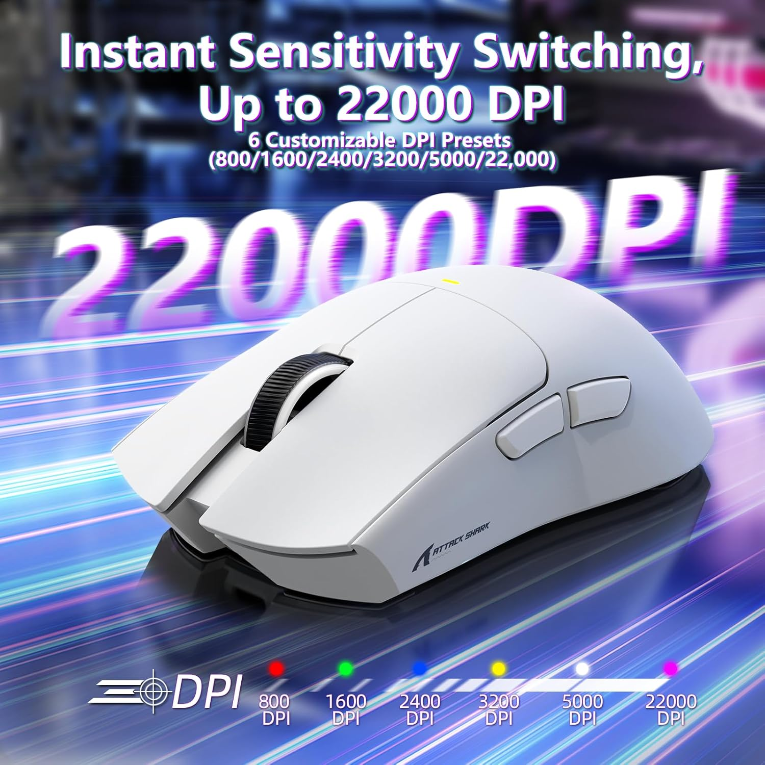 MAMBASNAKE Attack Shark X11SE Lightweight Wireless Gaming Mouse, Tri-Mode 2.4G/USB-C Wired/Bt, 22K DPI, PAW3311 Optical Sensor, 59G, 5 Programmable Buttons, 300Mah Battery for Pc/Mac(White) image number 1