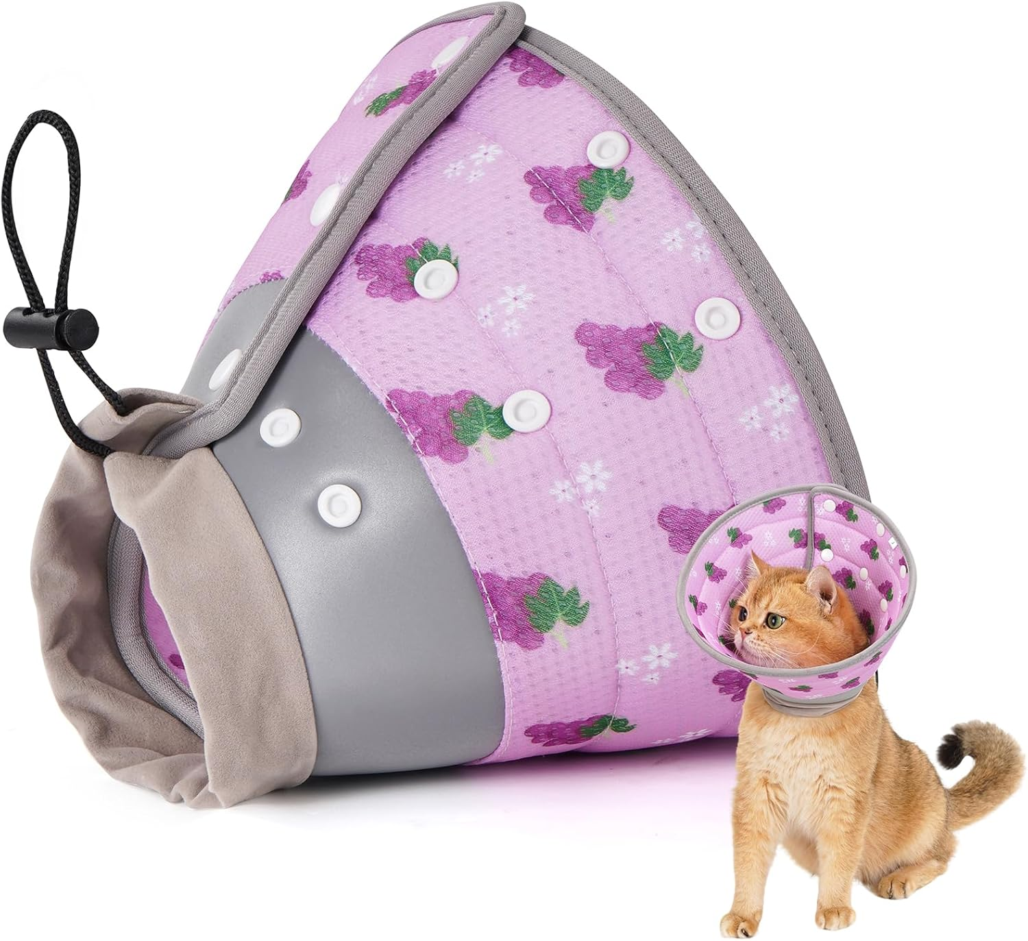 Avont Cat Cone Collar Soft to Stop Licking, Adjustable Foldable Lightweight Kitten Recovery Collar after Surgery for Small Dogs, Elizabeth Cone of Shame Alternative -Darkgrey(S)