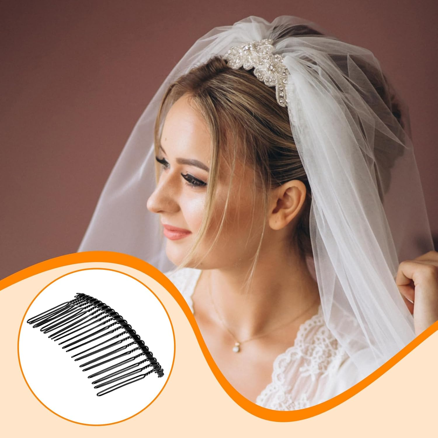 Teaaha 10-Piece Black Metal Wire Twist Hair Comb, 2.95 X 1.37 Inch, 20 Teeth, DIY Hair Accessories for Women and Girls (Teens to Adults), Perfect for Valentine'S Day, Wedding, and Party